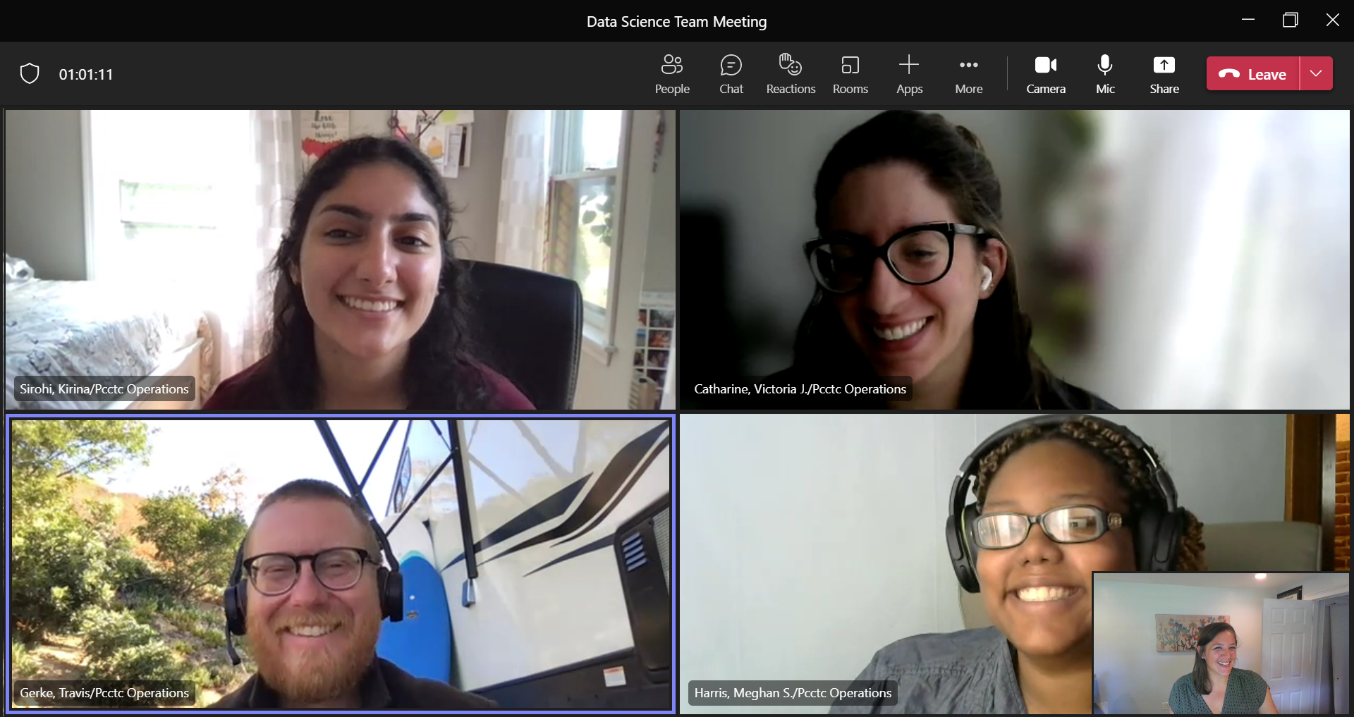 Screenshot from Microsoft Teams meeting showing 5 people.